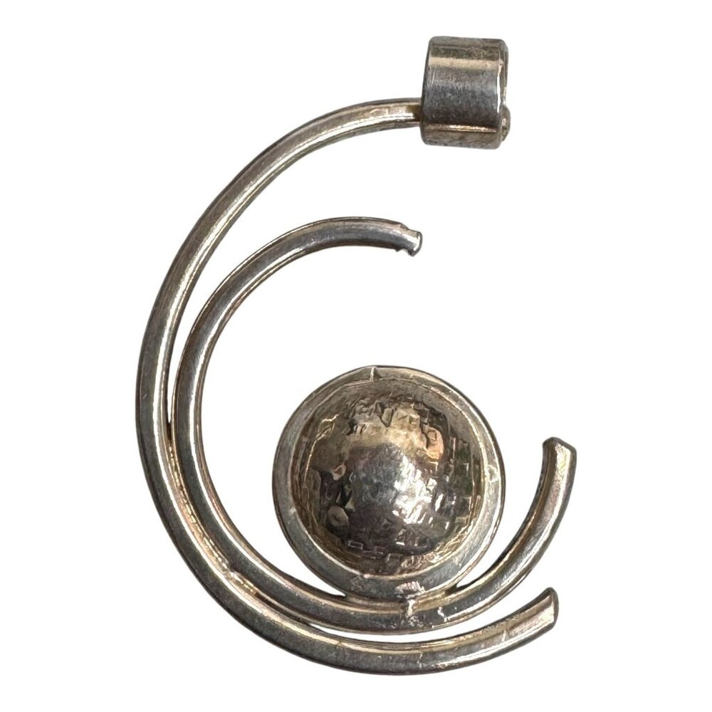 Vintage Modernist Sterling Silver Spiral Brooch Pin Signed By Tinnaro MCM Modern